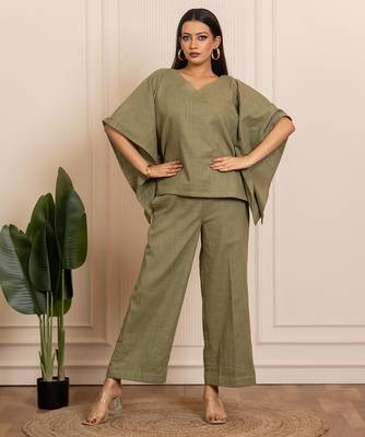 Green woven cotton co ord set 2
