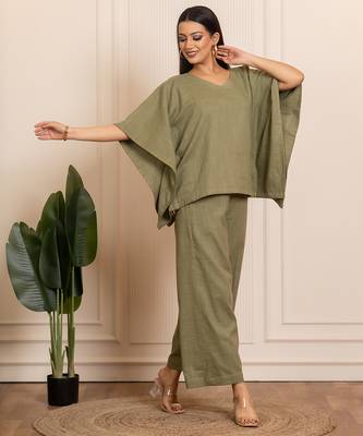 Green woven cotton co ord set 3