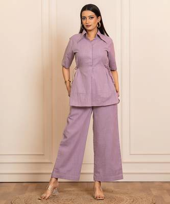 Lavender woven cotton co ord set 1