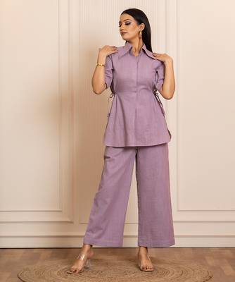 Lavender woven cotton co ord set 3