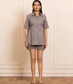 Grey woven cotton co ord set