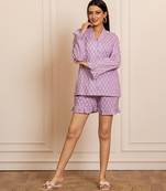 Purple printed cotton co ord set
