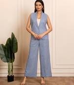 Blue woven cotton co ord set
