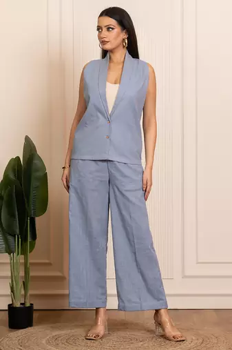Blue woven cotton co ord set