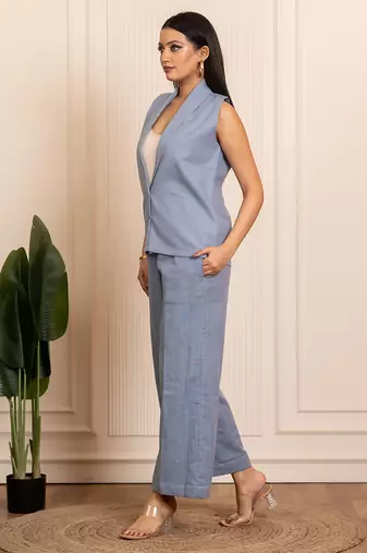 Blue woven cotton co ord set