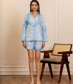 Blue printed cotton co ord set