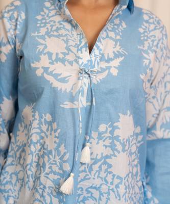 Blue printed cotton co ord set 2