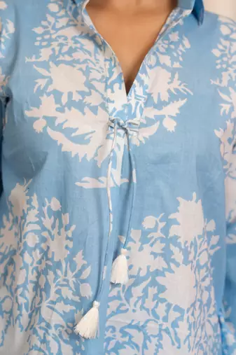 Blue printed cotton co ord set