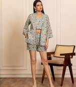 Green printed cotton co ord set