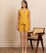 Yellow printed cotton co ord set
