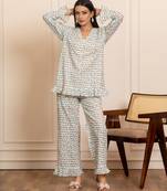 White printed cotton co ord set