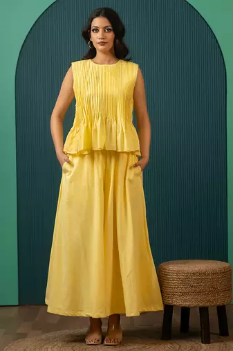 Yellow woven cotton co ord set