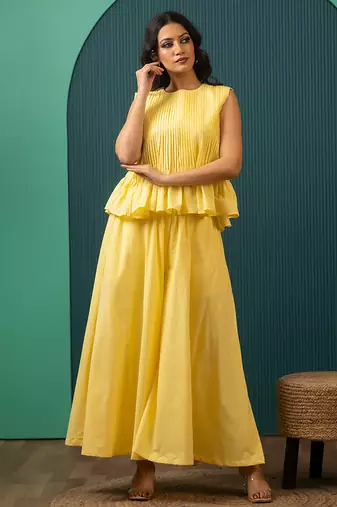 Yellow woven cotton co ord set