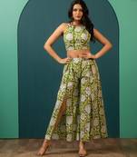 Green printed cotton co ord set