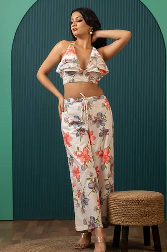 Ivory printed cotton co ord set