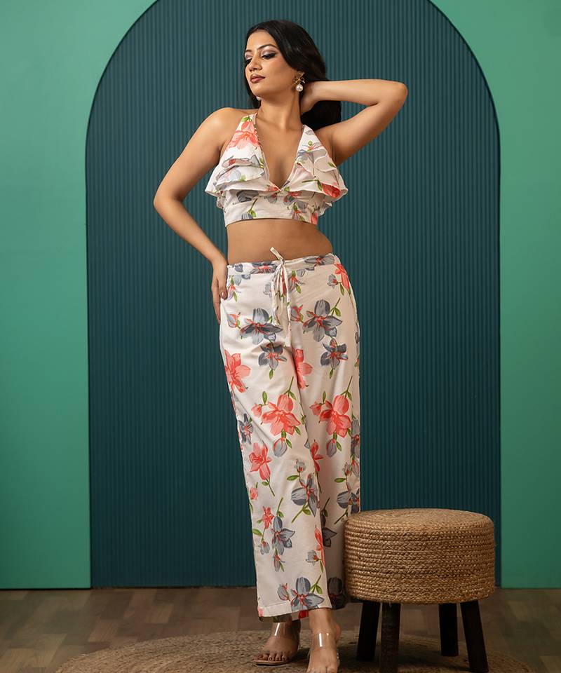Ivory printed cotton co ord set