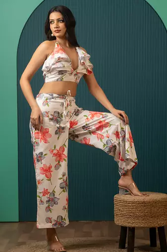 Ivory printed cotton co ord set