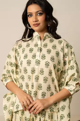 Green printed cotton co ord set