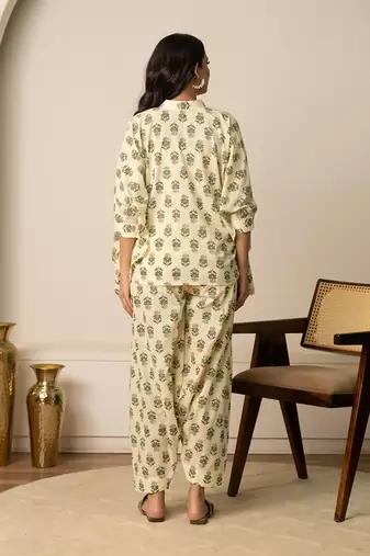Green printed cotton co ord set