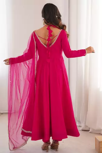 red plus size anarkali with dupatta