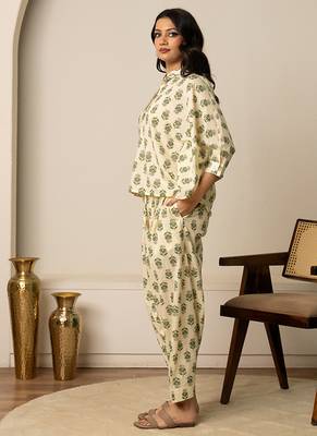 Green printed cotton co ord set 4