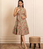 Green printed cotton dress