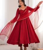 maroon plus size anarkali with dupatta