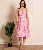 Pink printed crepe dress