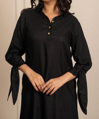 Black woven rayon dress 3