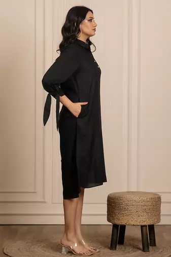 Black woven rayon dress