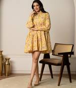 Yellow printed cotton dress