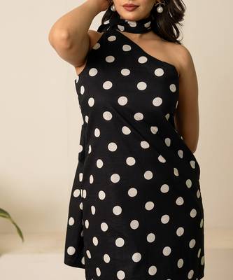 Black printed cotton dress 4