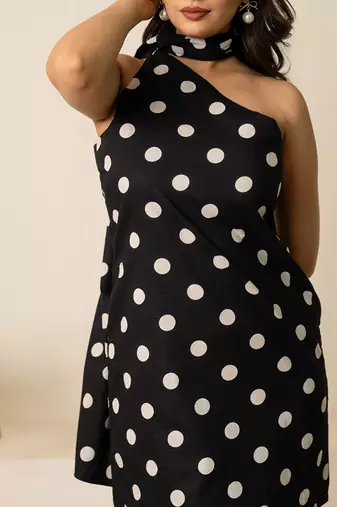 Black printed cotton dress