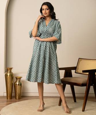 Green printed cotton kaftan 1