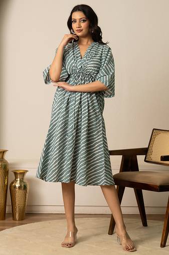 Green printed cotton kaftan