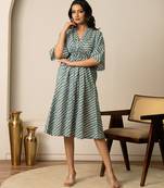 Green printed cotton kaftan