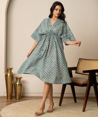 Green printed cotton kaftan 2