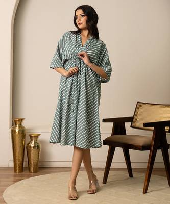 Green printed cotton kaftan 3