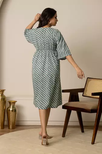 Green printed cotton kaftan