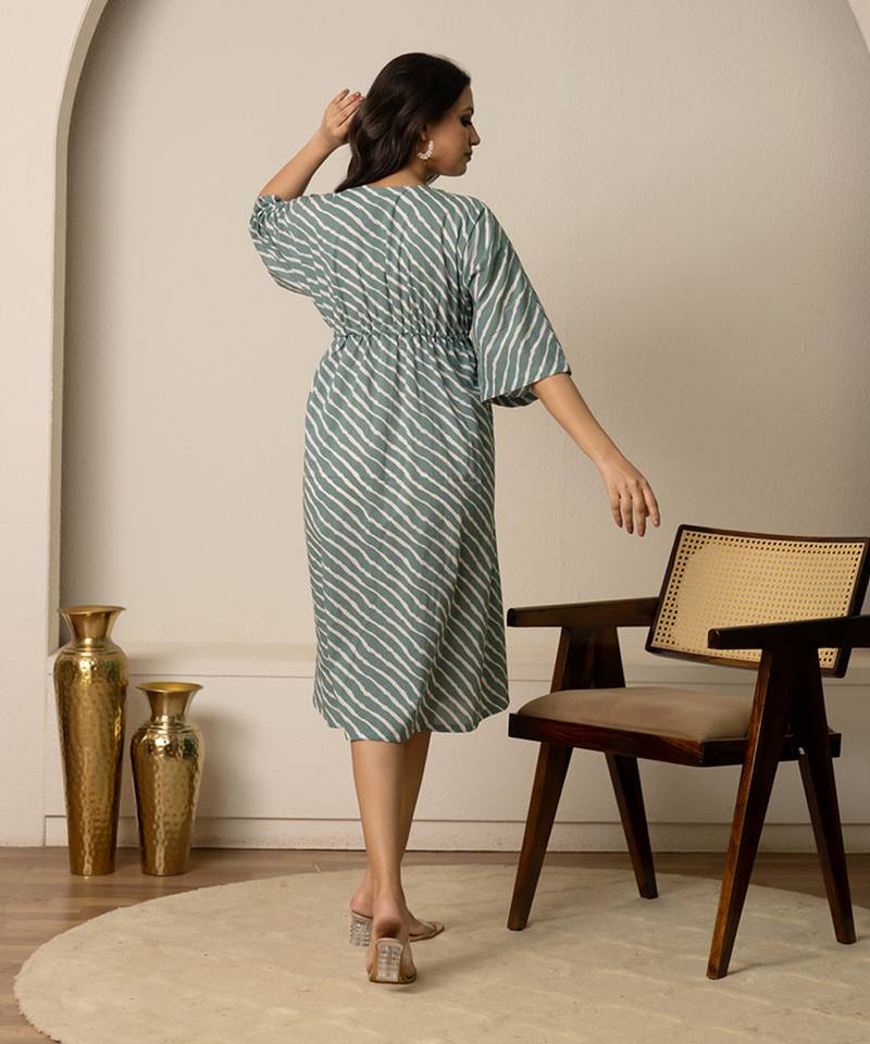 Green printed cotton kaftan