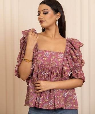 Mauve printed cotton top 3