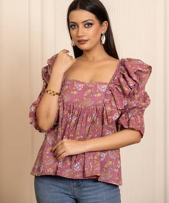 Mauve printed cotton top 4