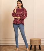 Maroon printed cotton top