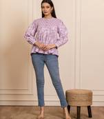 Lavender printed cotton top