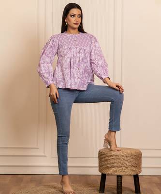 Lavender printed cotton top 2