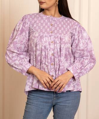 Lavender printed cotton top 4