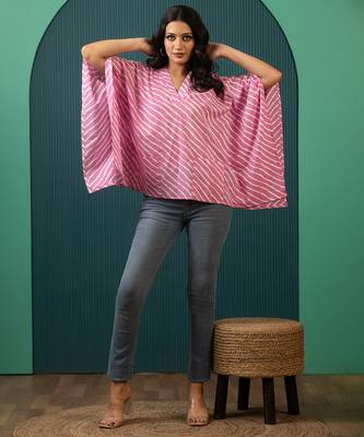 Pink printed cotton top 1