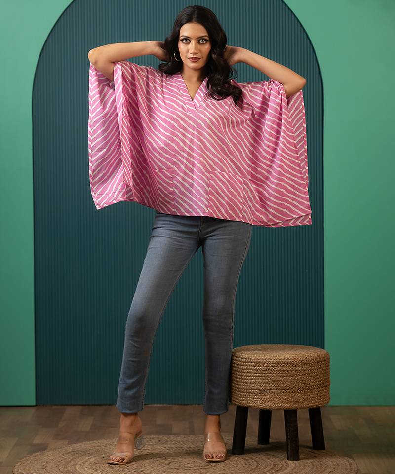 Pink printed cotton top