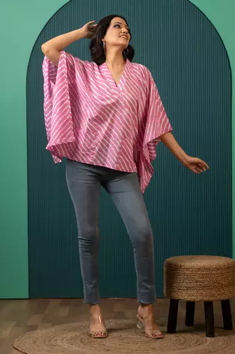 Pink printed cotton top