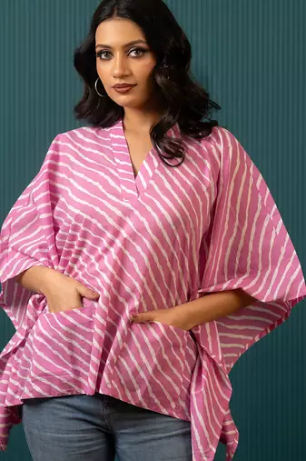 Pink printed cotton top